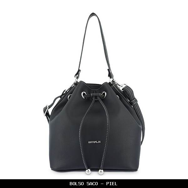 Bolso saco en Piel color Negro - El Potro