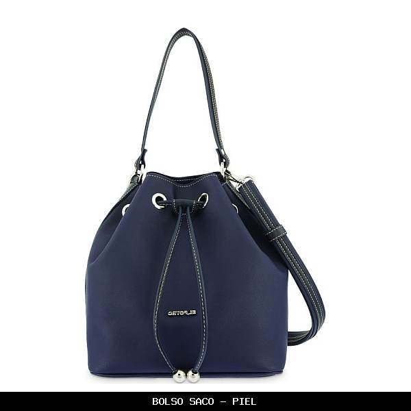 Bolso saco en Piel color Azul - El Potro