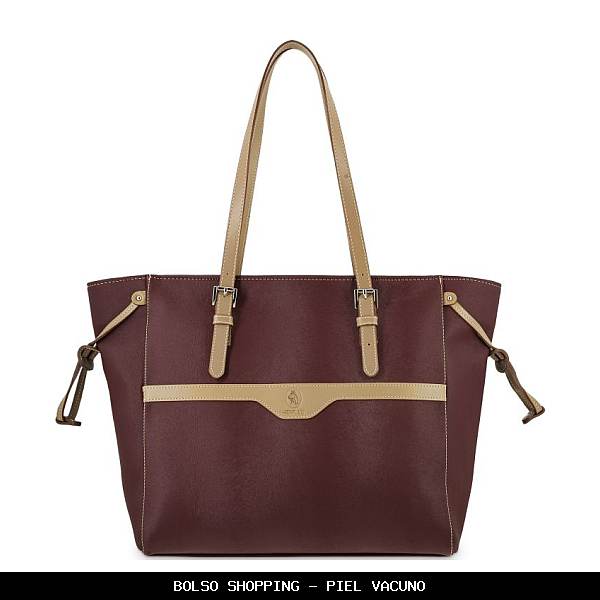 Bolso shopping en Piel color Burdeos - El Potro