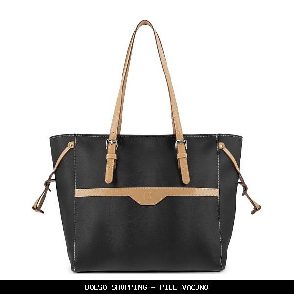 Bolso shopping en Piel color Negro - El Potro