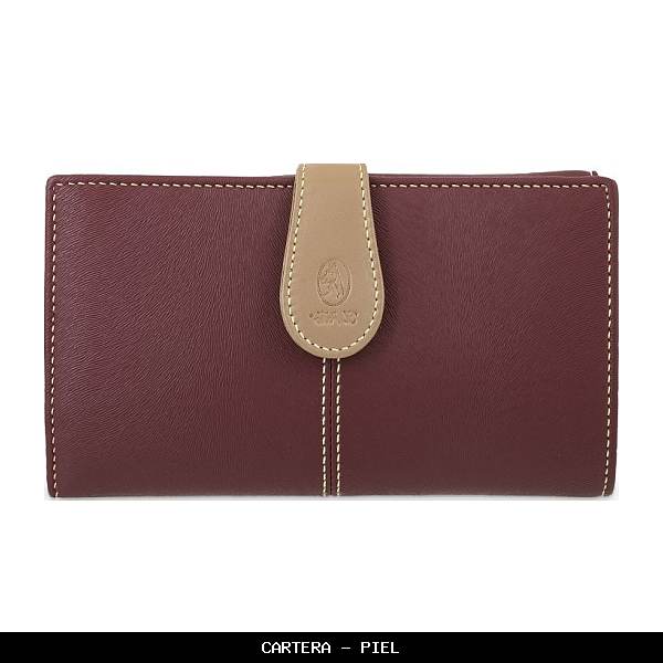 Cartera en Piel color Burdeos - El Potro