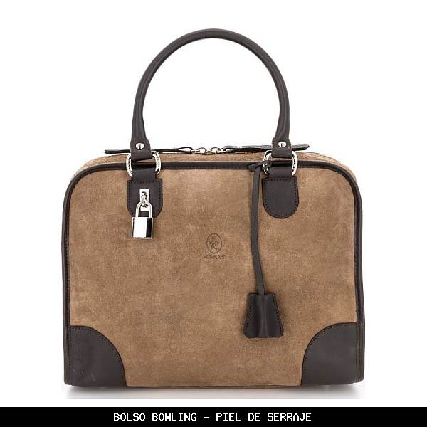 Bolso bowling en Piel Serraje color Topo - El Potro