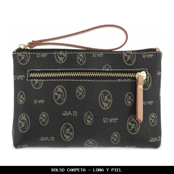 Bolso carpeta en Lona y Piel color Negro - El Potro