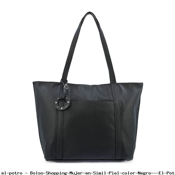 Bolso Shopping Mujer en Simil Piel color Negro - El Potro