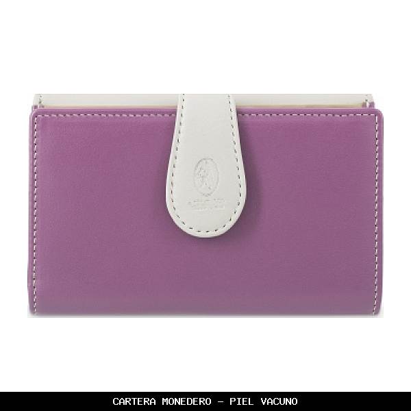 Cartera monedero en Piel color Rosa - El Potro