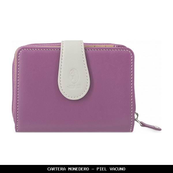 Cartera monedero en Piel color Rosa - El Potro
