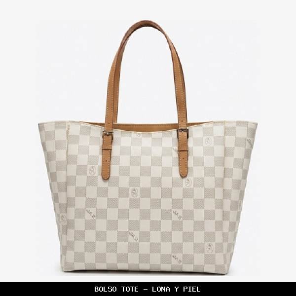 Bolso tote en Lona y Piel color Blanco - El Potro