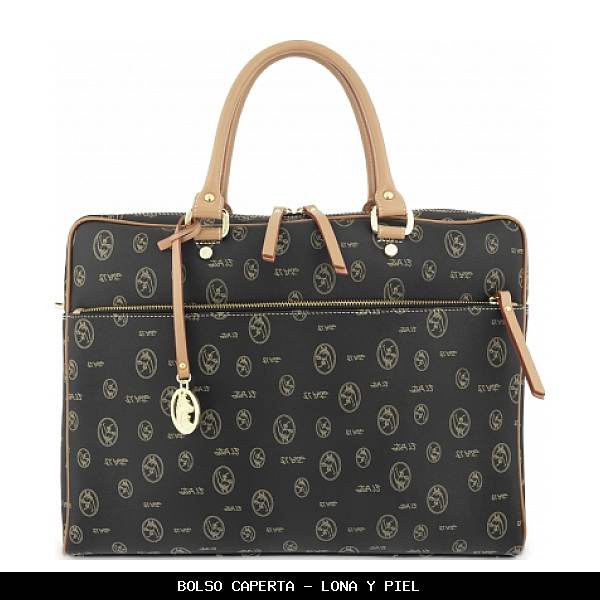 Bolso caperta en Lona y Piel color Negro - El Potro