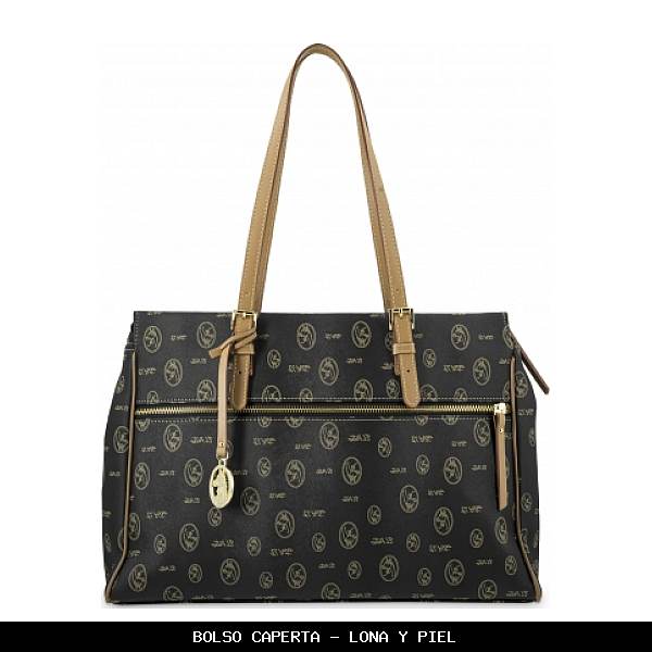 Bolso caperta en Lona y Piel color Negro - El Potro