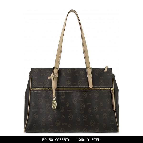 Bolso caperta en Lona y Piel color Marrón - El Potro