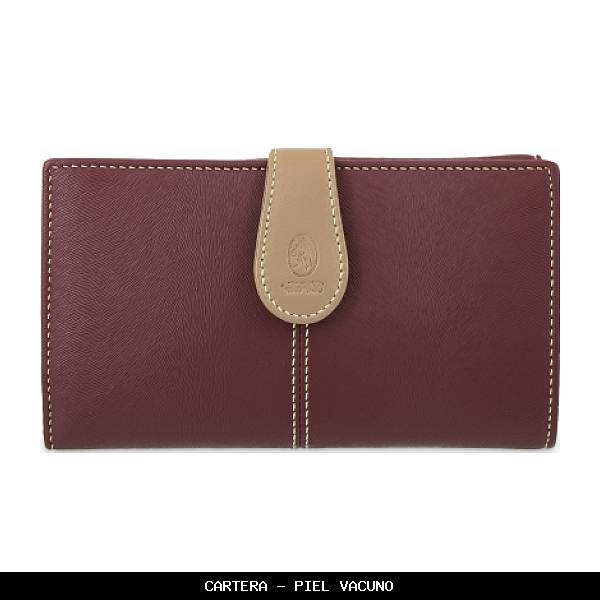 Cartera en Piel color Burdeos - El Potro