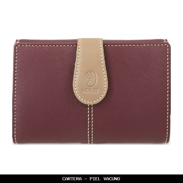 Cartera en Piel color Burdeos - El Potro