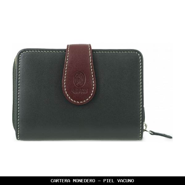 Cartera monedero en Piel color Verde - El Potro