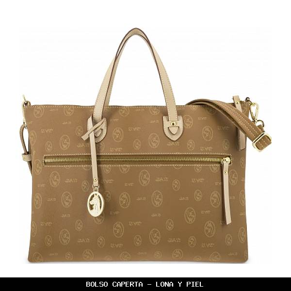 Bolso caperta en Lona y Piel color Color Cuero - El Potro