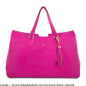 Bolso Shopping Mujer en Piel color Rosa - Barada