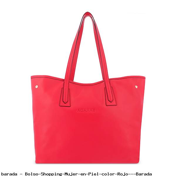 Bolso Shopping Mujer en Piel color Rojo - Barada