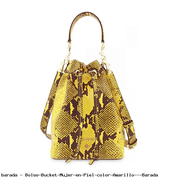 Bolso Bucket Mujer en Piel color Amarillo - Barada
