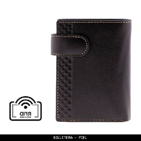 Billetera en piel color negro - piel de ubrique