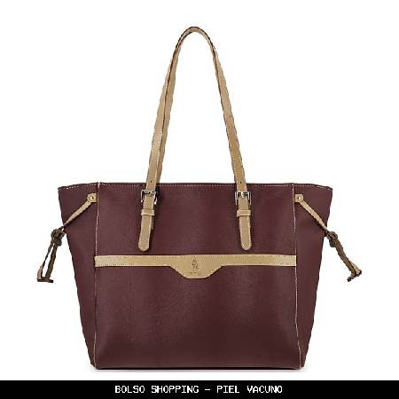 Bolso shopping en Piel color Burdeos - El Potro
