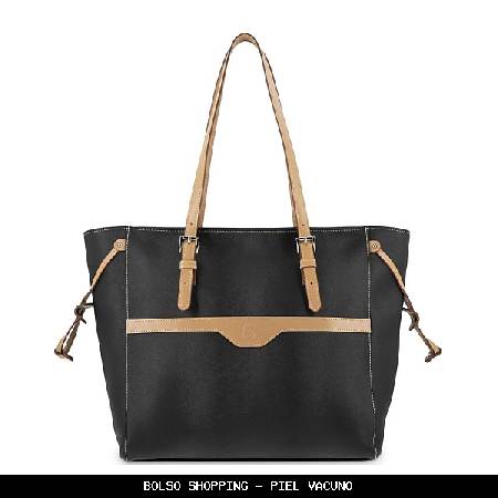 Bolso shopping en Piel color Negro - El Potro