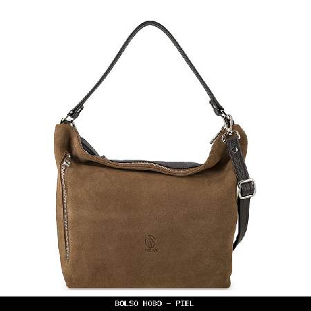 Bolso hobo en piel color castaño - el potro