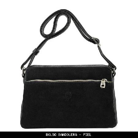 Bolso bandolera en piel color negro - el potro