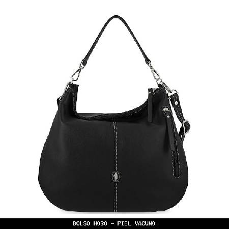 Bolso hobo en piel color negro - el potro