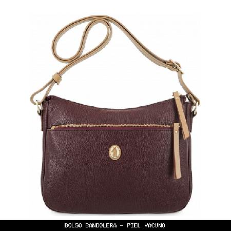 Bolso bandolera en Piel color Burdeos - El Potro