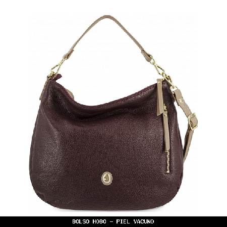 Bolso hobo en piel color burdeos - el potro