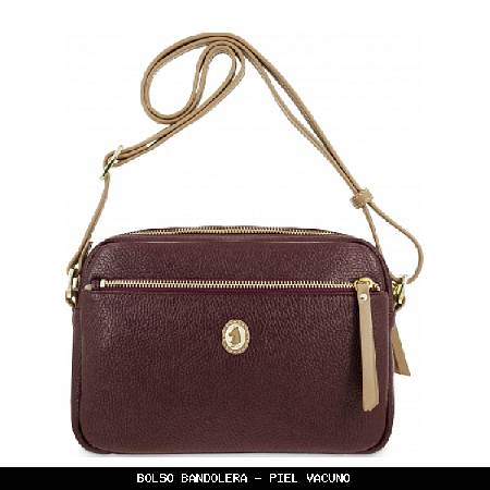 Bolso bandolera en piel color burdeos - el potro
