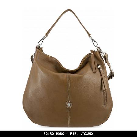 Bolso hobo en piel color color cuero - el potro