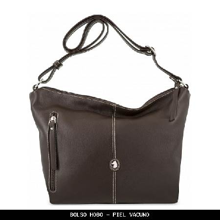 Bolso hobo en piel color marrón - el potro