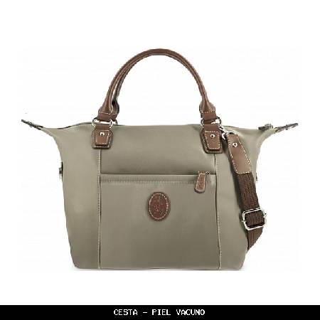 Cesta en piel color taupe - el potro