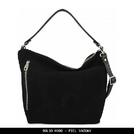Bolso hobo en piel color negro - el potro