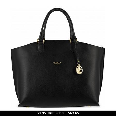 Bolso tote en piel color negro - el potro