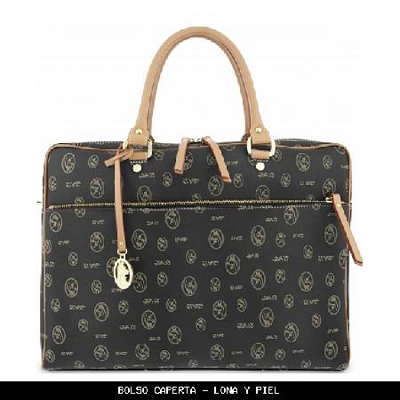 Bolso caperta en lona y piel color negro - el potro