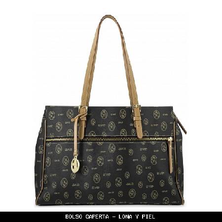 Bolso caperta en lona y piel color negro - el potro