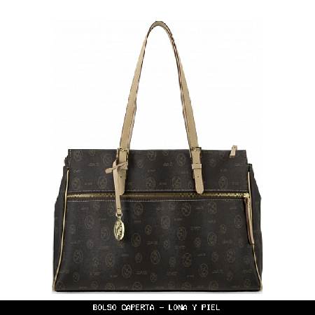 Bolso caperta en Lona y Piel color Marrón - El Potro