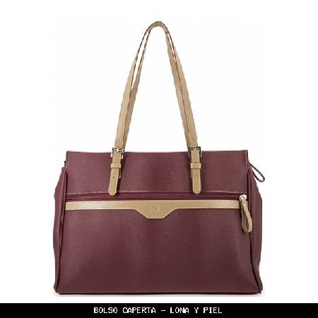 Bolso caperta en Lona y Piel color Burdeos - El Potro
