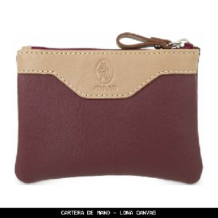 Cartera de mano en lona canvas color burdeos - el potro