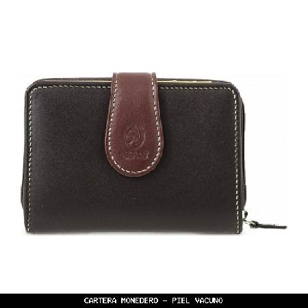 Cartera monedero en Piel color Marrón - El Potro