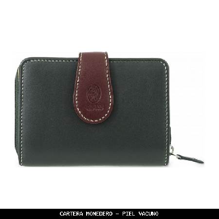 Cartera monedero en piel color verde - el potro
